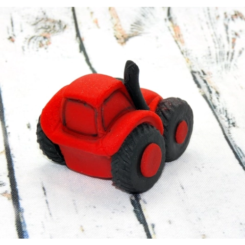 Figurka cukrowa traktor czerwony do dekoracji tortu ozdoby na tort urodziny
